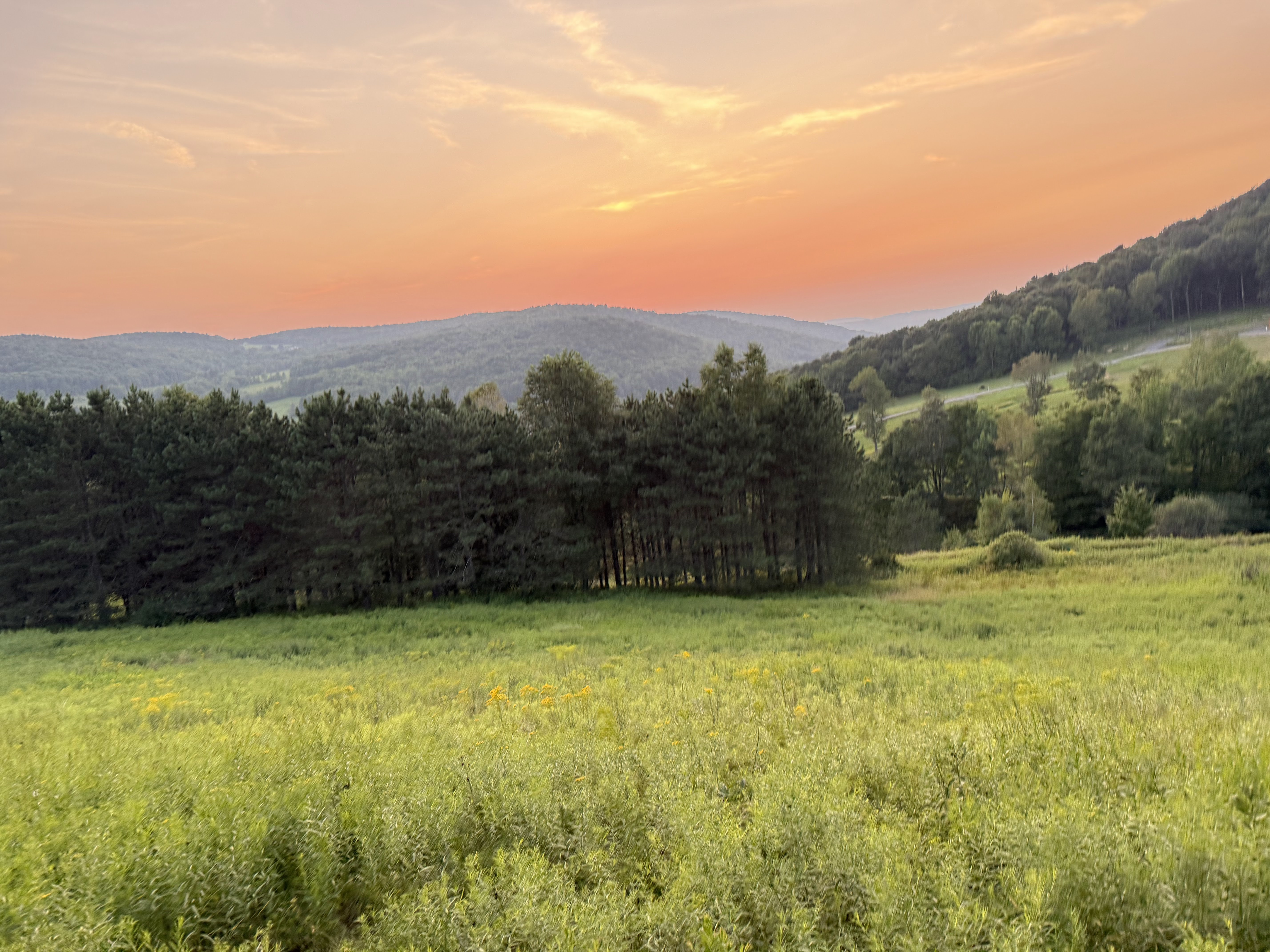 Sunset over the Franklin Chthonics meadow and hills